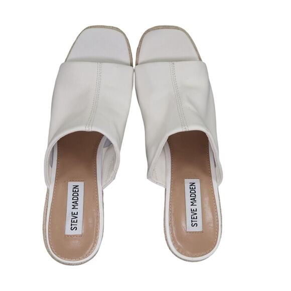 Steve Madden Shoes Womens 8.5 Sandals Wedge Slide Espadrille Leather White Urge - Picture 8 of 15